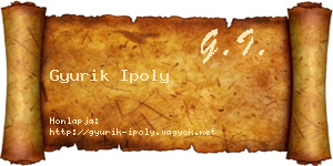 Gyurik Ipoly névjegykártya